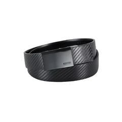 Kenneth Cole Reaction Men's Exact System Track Lock Matte Black Plaque Buckle Belt