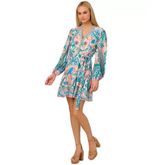 Adrianna Papell Womens Printed Shirtdress, Stylish Casual or Daytime Outfit