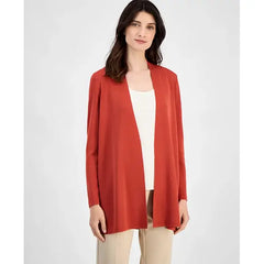 Anne Klein Womens Napa Fine Rib Pocket Cardigan, Cozy Stylish Layer for Casual or Office Wear