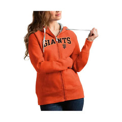 Antigua Women's Orange San Francisco Giants Team Logo Victory Full-Zip Hoodie