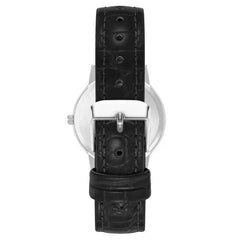 Anne Klein Womens Quartz Black Polyurethane Leather and Silver Tone Watch, 34mm