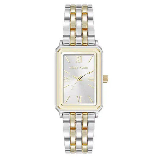 Anne Klein Womens Two Tone Rectangular Quartz Estate Watch Stylish Metal Design, 25mm