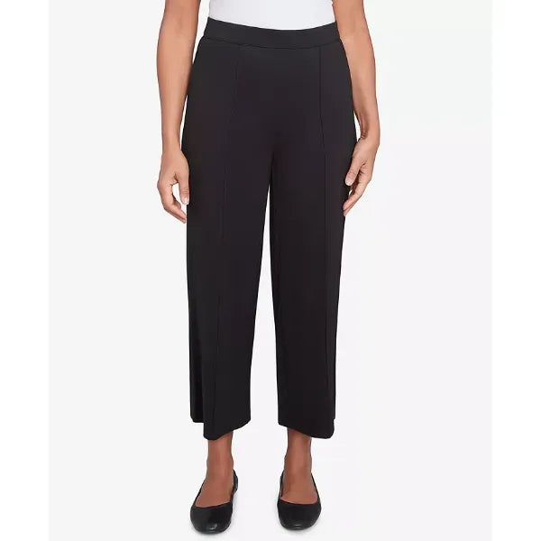 Alfred Dunner Women's Natural Instinct Flat Front Relaxed Ankle Pants, Black