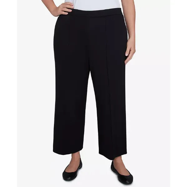 Alfred Dunner Plus Size Natural Instinct Flat Front Relaxed Pull On Ankle Pants, Black
