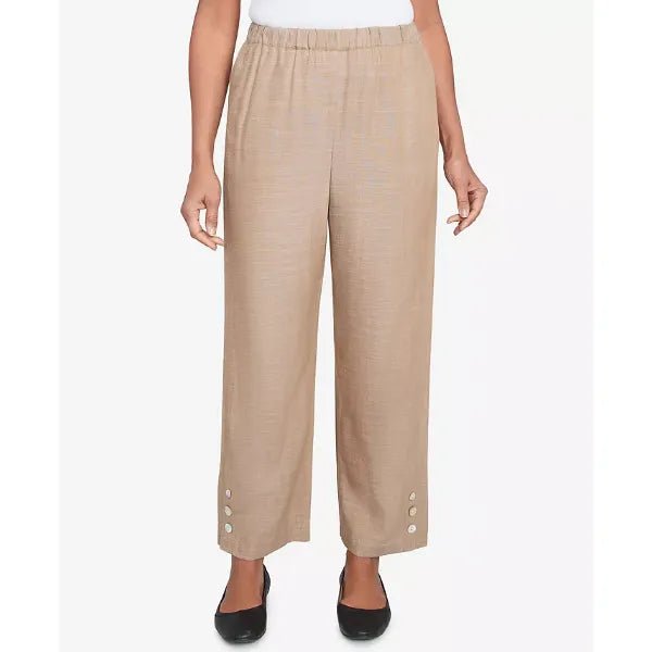 Alfred Dunner Petite Summer Solstice Relaxed Button Detail Ankle Pant