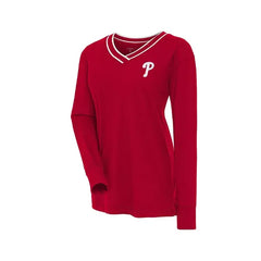 Antigua Women's Red Philadelphia Phillies Symbolic Long Sleeve V-neck Top , Red