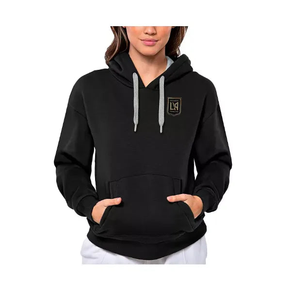 Antigua Women's Black LAFC Team Logo Victory Pullover Hoodie