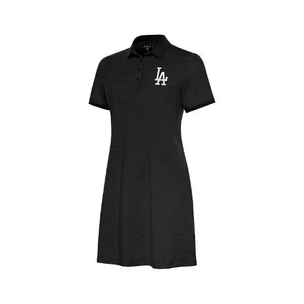 Antigua Women's Black Los Angeles Dodgers Play Through Polo Dress , Black