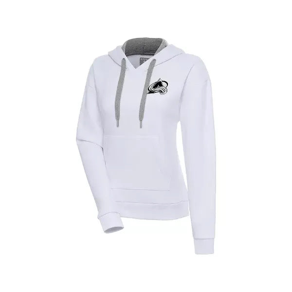Antigua Women's White Colorado Avalanche Metallic Logo Victory Pullover Hoodie, White