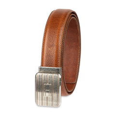 Tommy Hilfiger Men's Engine Turned Plaque Buckle Belt