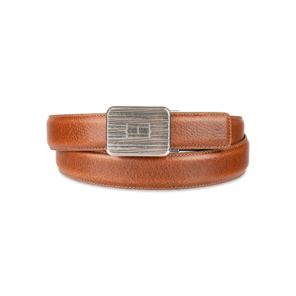 Tommy Hilfiger Men's Engine Turned Plaque Buckle Belt