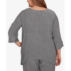 Alfred Dunner Plus Size Diagonal Stripe Top, Gray