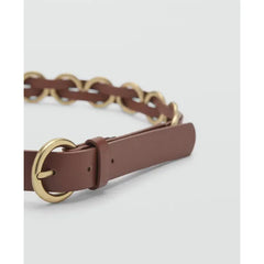 MANGO Women's Metal Rings Combined Belt - Brown