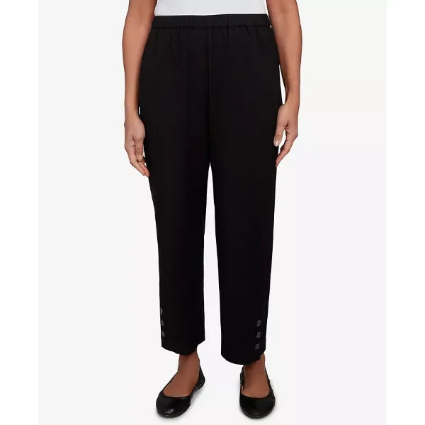 Alfred Dunner Petite Santa Barbara Button Cuffed All Around Elastic Ankle Pants