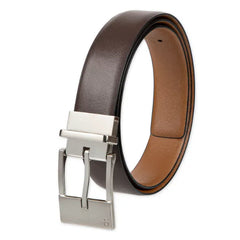 Calvin Klein Men's Elongated 2-In-1 Reversible Buckle Leather Dress Belt