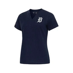 Antigua Women's Navy Detroit Tigers Notch Neck T-Shirt , Navy
