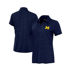 Antigua Women's Heather Navy Michigan Wolverines Layout V-Neck Polo Shirt , Navy