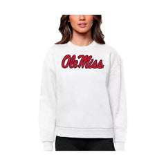 Antigua Women's White Ole Miss Rebels Victory Crewneck Pullover Sweatshirt , White