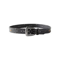 COTTON ON Men's Biker Belt - Black, Burnished silver, Jewel studs