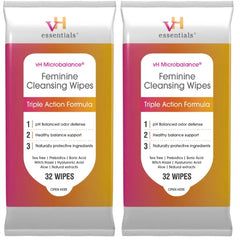 vH Essentials Feminine Cleansing Wipes, pH Balanced, 32 Wipes pH balanced wipes with tea tree, aloe & witch hazel block odor for vaginal & perianal care. Alcohol & fragrance free.