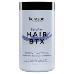Kerazon Professional Blonde Brazilian Hair BTX Treatment Purple Mask Platinum Effect & Silver Hair Providing Smoothing, Deep Hydration, Anti-Brass, Shine, Softness, Volume & Frizz Control