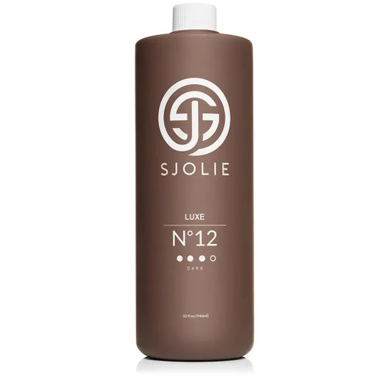 SJOLIE Spray Tan Solution - Luxe 12 - Violet Based Dark Blend | Sunless Tanning Solution for Deep, Dark Bronze Finish, All Natural