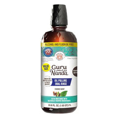 GuruNanda CocoMint Oil Pulling Mouthwash for Complete Oral Hygiene, 7 Essential Oils & Vitamins for Happy Teeth & Gums & Fresh Breath, Alcohol-Free