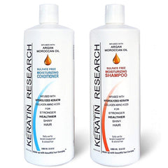 Sulfate Free Shampoo & Conditioner 2 x 1 LITER Bottles Set infused with Moroccan Argan Oil, By Keratin Research post treatment shampoo