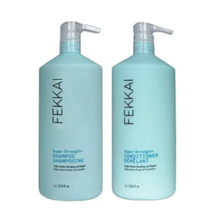 FEKKAI Super Strength+ Protein PowerBond Shampoo + Conditioner Bonds, Repairs, and Protects for 3X Stronger Hair Free of Sulfates, Parabens, Phthalates