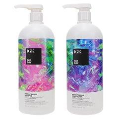 IGK Pay Day Instant Repair Shampoo and Conditioner Set  Bond-Building + Damage Repair  Vegan