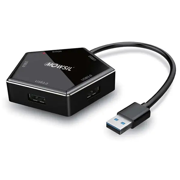 Mowsil USB 3.0 4 Port Hub, 4 x USB 3.0, Micro USB Port for Power