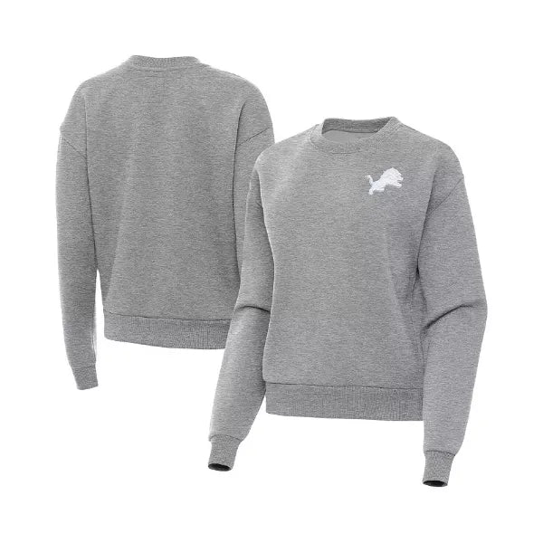 Antigua Women's Heather Gray Detroit Lions Victory Crew Pullover Sweatshirt, Gray