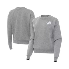 Antigua Women's Heather Gray Detroit Lions Victory Crew Pullover Sweatshirt, Gray