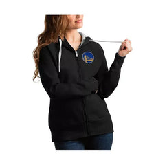 Antigua Women's Black Golden State Warriors Victory Full Zip Hoodie, Black