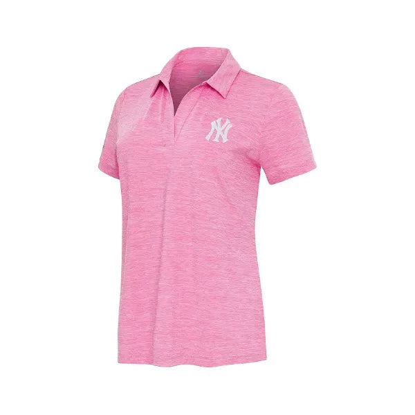 Antigua Women's Heather Pink New York Yankees Layout V-Neck Polo , Pink