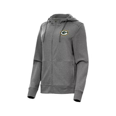 Antigua Women's Heather Charcoal Green Bay Packers Seeker Full Zip Hoodie Jacket, Gray