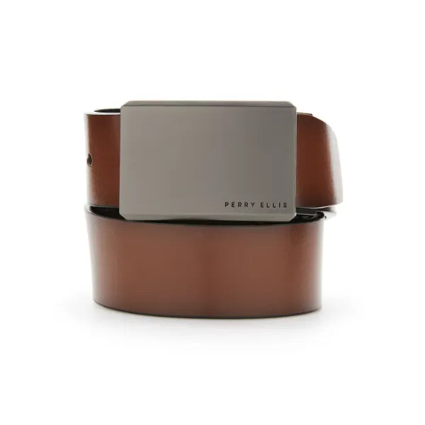 Perry Ellis Portfolio Men's Plaque Reversible Belt