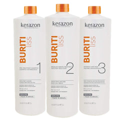Kerazon Professional Brazilian Keratin Treatment Buriti Liss – Complete Hair Smoothing & Straightening Kit with Clarifying Shampoo, Intensive Hair Mask & 1L Keratin Treatment
