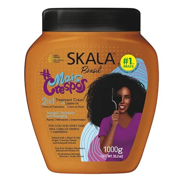 SKALA Mais Crespos Super Curly Hair Type 4ABC Hydrate, Eliminate Frizz 2 IN 1 Conditioning Treatment Cream and Cream To Comb