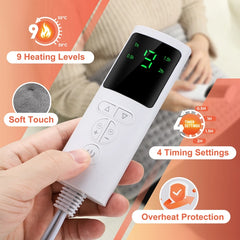 Dearbeauty Electric Heating Pad – 12'' x 24'' Weighted Heat Massaging Pad, 10 Heat Settings, 3 Timer Options, Auto Shut-Off - Light / Gray