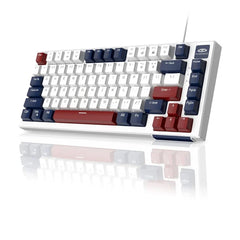 MageGee SKY81 Wired Mechanical Gaming Keyboard Blue Backlit Ultra-Slim USB Keyboards with Blue Switches (Blue & White)