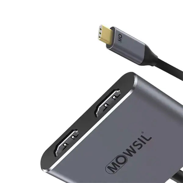 Mowsil USB-C to Dual HDMI Adaptor, Aluminium Shell