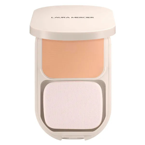 Laura Mercier Real Flawless Feather Matte Powder Foundation, Sheer to Medium Coverage, 16 HR Fade-Proof Wear, Hydration & Shine Control, Weightless Face Powder Compact, Hyaluronic Acid Infused
