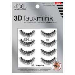 Ardell 3D Faux Mink Lashes - Lightweight False Eyelashes with Invisiband, Reusable Strip Lashes, 4 Pairs