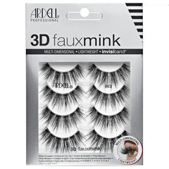 Ardell 3D Faux Mink Lashes - Lightweight False Eyelashes with Invisiband, Reusable Strip Lashes, 4 Pairs
