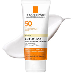 La Roche-Posay Anthelios Mineral Sunscreen SPF 50 Gentle Lotion, Broad Spectrum SPF + Antioxidants, Face & Body Sunscreen, Titanium Dioxide & Zinc Oxide, Oxybenzone Free, Oil Free