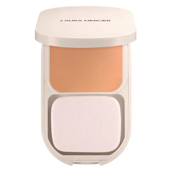 Laura Mercier Real Flawless Feather Matte Powder Foundation, Sheer to Medium Coverage, 16 HR Fade-Proof Wear, Hydration & Shine Control, Weightless Face Powder Compact, Hyaluronic Acid Infused