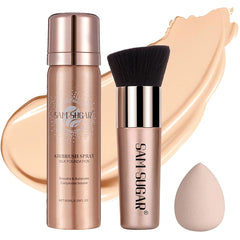 Lezero Airbrush Foundation Spray Makeup Set – Full Coverage Liquid Foundation Mist, Matte Finish, Color Correcting Concealer, Includes Brush & Sponge
