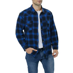 COEVALS CLUB Mens Flannel Long Sleeve Shirts Corduroy Lined Snap Button Up Cotton Western Plaid Shirts