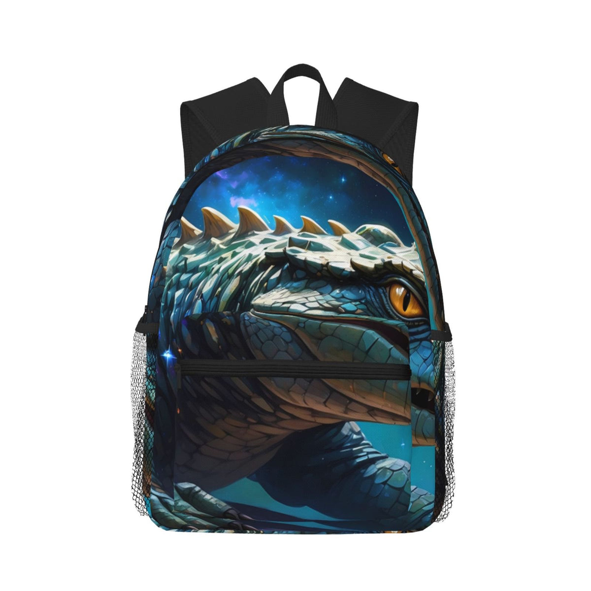 Bixox Starry Sky Colorful Crocodile A Printed Lightweight Casual Backpack, Unisex, Suitable for Boys and Girls, Teen High School Backpack, College Backpack, Work Travel Backpack